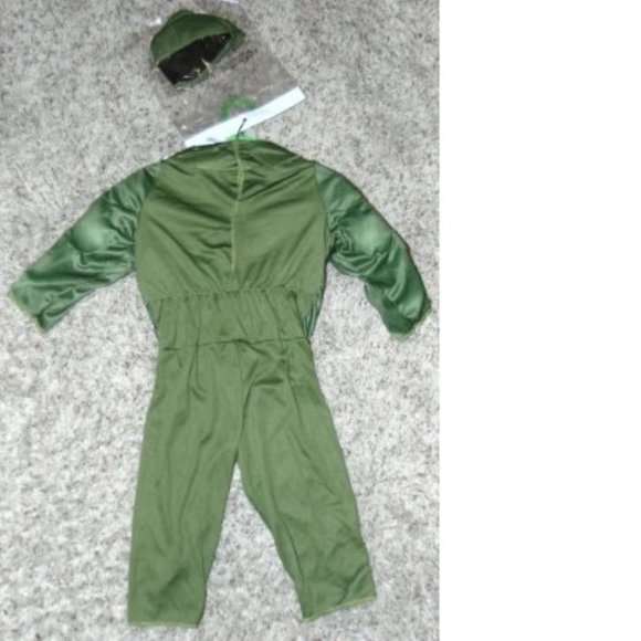 Toddler Aviator Pilot Halloween Costume 2T Muscle Green Jumpsuit & Mask Boys - Picture 5 of 6